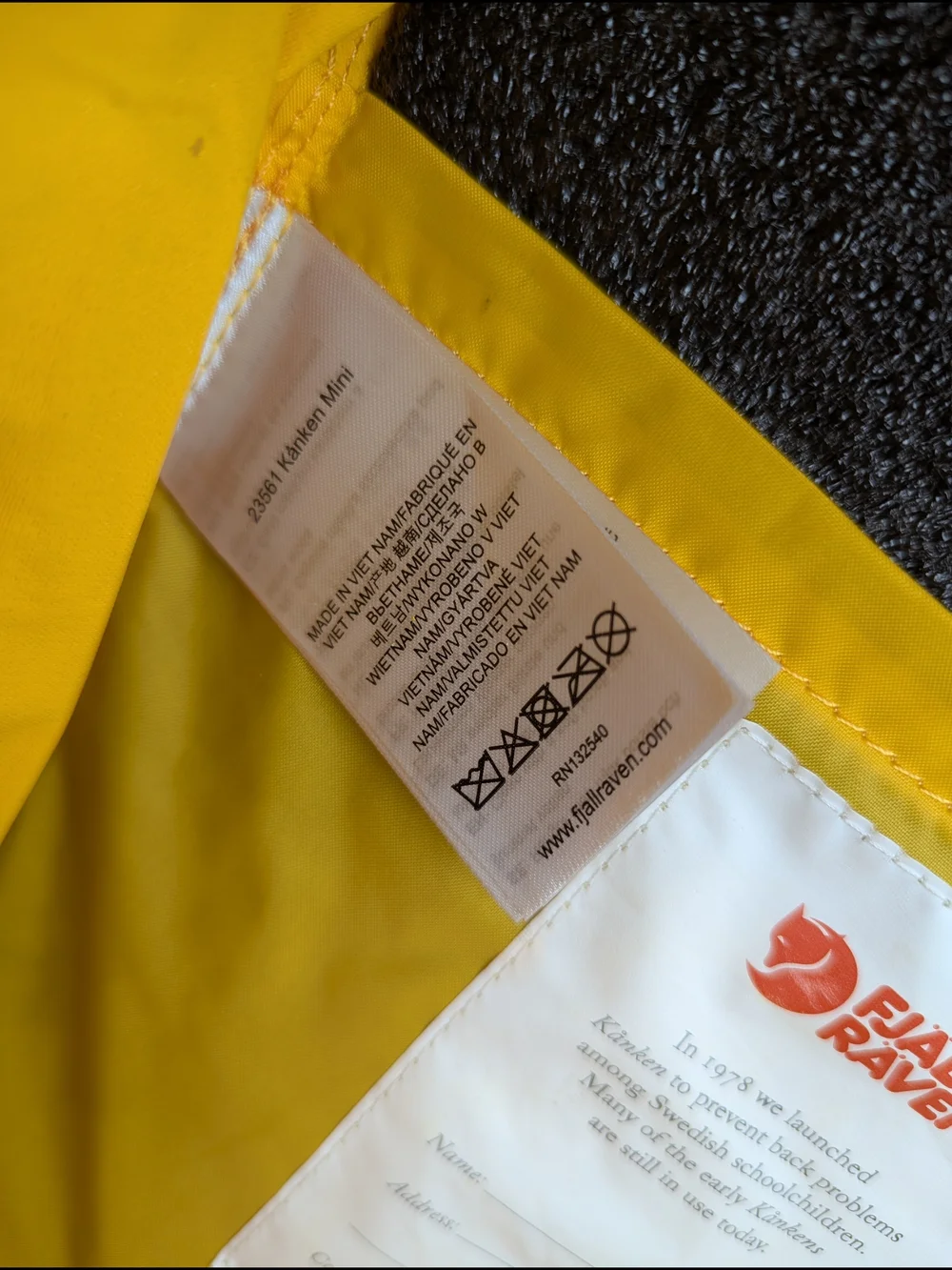 Fjallraven Kanken Mini Backpack Tote Bright Yellow